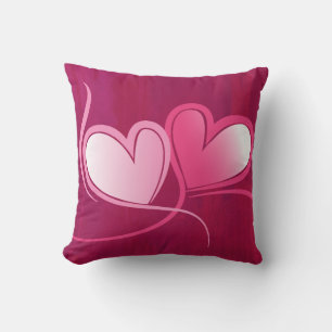 Coussin 2 Hearts on a Fuschia Pink Background