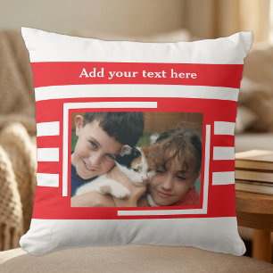 Coussin 2 photo ajouter du texte blanc rouge