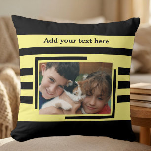 Coussin 2 photo ajouter du texte noir jaune