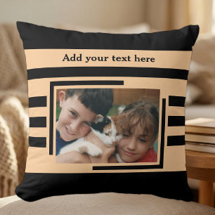 Coussin 2 photo ajouter du texte noir pêche