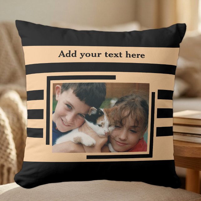Coussin 2 photo ajouter du texte noir pêche (Créateur téléchargé)