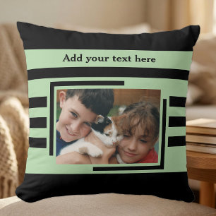 Coussin 2 photo ajouter du texte noir vert