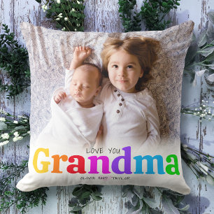 Coussin 2 Photo Love You Grandma Colorful Bold Type Modern