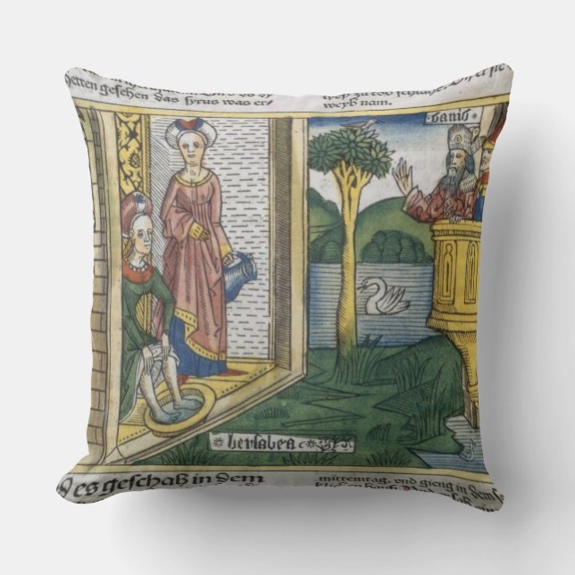 Coussin 2 Samuel 11 1-5 David voit Bathsheba se baigner, (Recto)