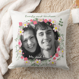 Coussin 2e anniversaire de Mariage photo Cadre de couronne