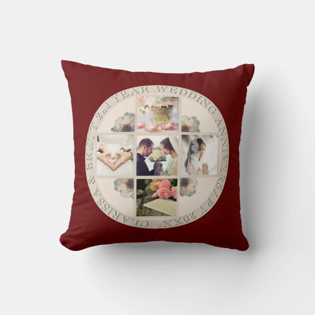 Coussin 2ème Année. Coton d'anniversaire de mariage 5 (Recto)