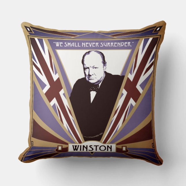 Coussin 2ÈME GUERRE MONDIALE Winston Churchill style Art d (Recto)