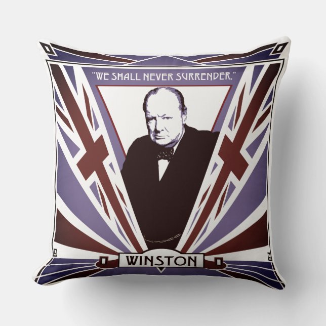 Coussin 2ÈME GUERRE MONDIALE Winston Churchill style Art d (Recto)