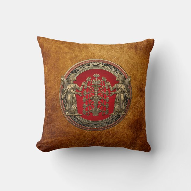 Coussin [300] Deux Ninurtas d'or avec arbre de vie (Recto)