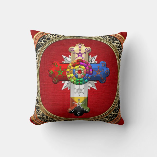 Coussin [300] Rosy Cross (Croix Rose) sur Red & Gold (Recto)