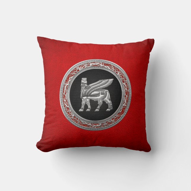 Coussin [300] Taureau à ailes par Babylonien [argent] [3D] (Recto)