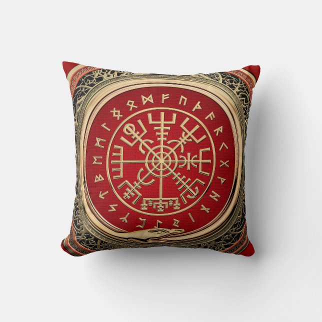 Coussin [300] Vegvisir - Viking Gold Magic Runic Compass (Recto)
