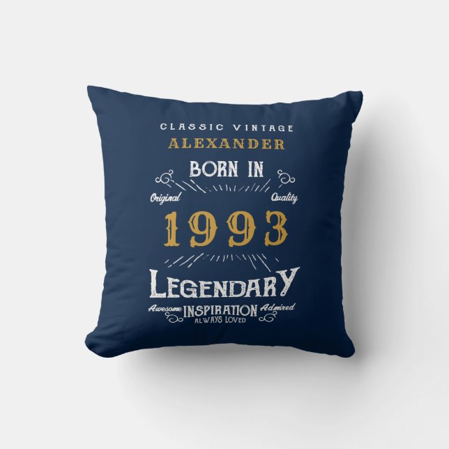 Coussin 30e anniversaire 1993 Retro Blue Gold Legendary (Recto)