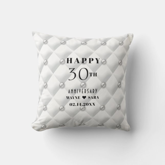 Coussin 30e anniversaire de Mariage perlé (Recto)
