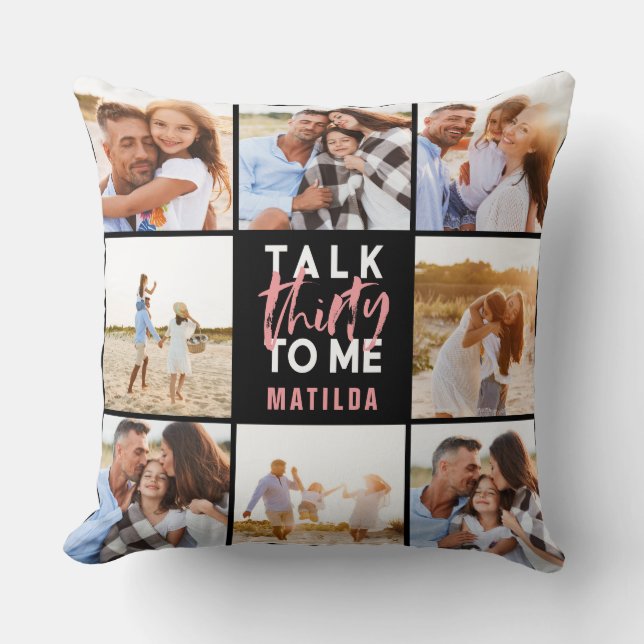 Coussin 30e anniversaire moderne multi photo girly rose (Recto)