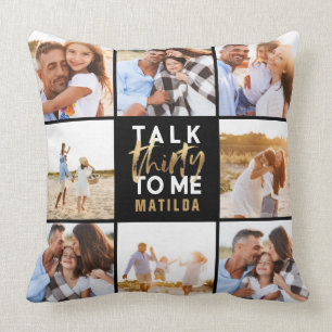 Coussin 30e anniversaire moderne multi photo script or