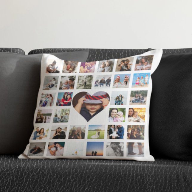 Coussin 33 modèle de collage personnalisé sur mesure (33 Photo Template Personalized Custom Made Collage Throw Pillow by Ricaso. Photo gift ideas )