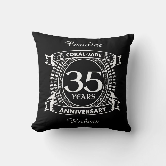 Coussin 35e anniversaire du mariage crête de Coral Jade (Recto)