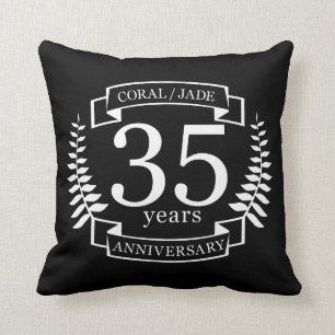 Coussin 35e ANNIVERSAIRE Mariage JADE / CORAL