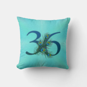 Coussin 36 Anniversaire Élégant Plume de Paon