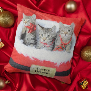 Coussin 3 Cute Kittens Père Noël Petit Helpers