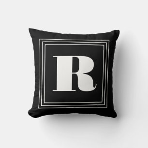 Coussin 3 monogramme de cadre   Noir et blanc
