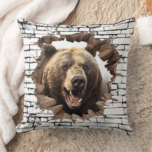 Coussin 3D Bear Wall Break Art - Safari réaliste