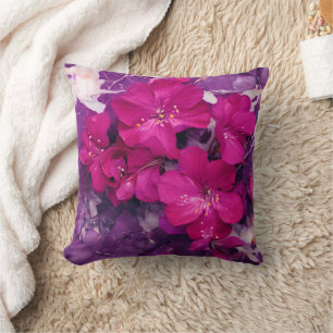 Coussin 3D Floral Fuchsia & Purple Marble Art
