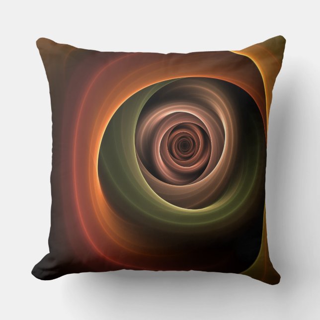 Coussin 3D Spirale Abstraite couleurs chaudes Art fractal  (Recto)