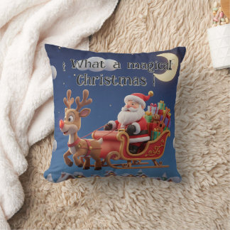 Coussin 3D Style Christmas Night Sleigh Pillow