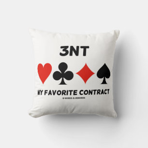 Coussin 3NT Mon contrat favori (quatre costumes de carte)