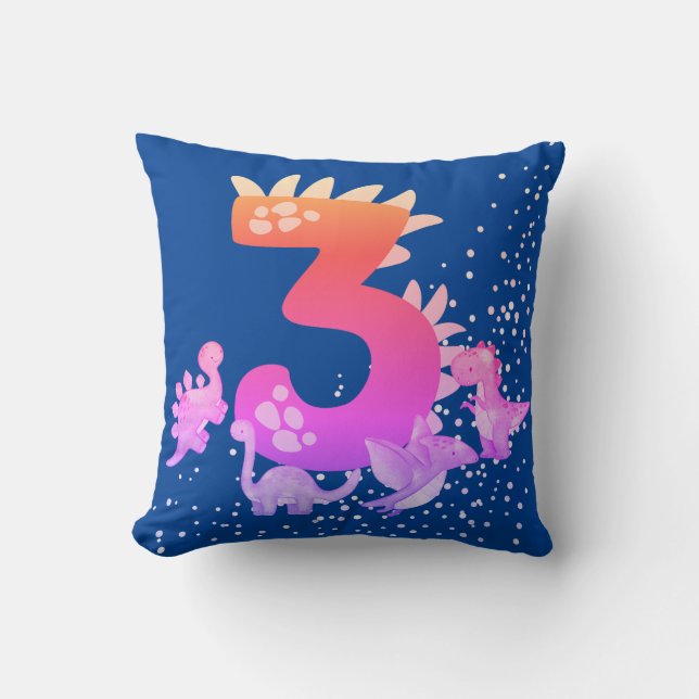 Coussin 3rd Birthday. Dinosaur Design. My third birthday.  (Recto)