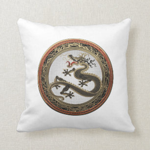 Coussin [400] Dragon oriental sacré noir et or