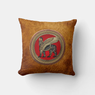 Coussin [400] Lion ailé assyrien : Or et Lamassu noir