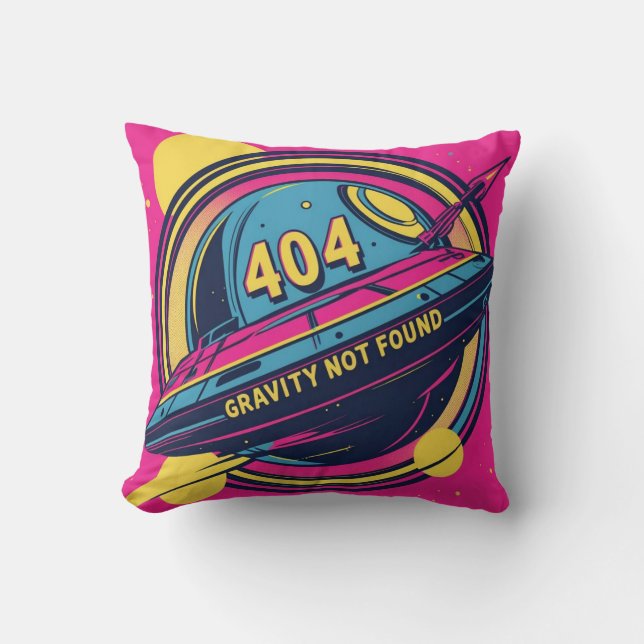 Coussin 404 Gravité introuvable - Art Spop Rétro (Recto)