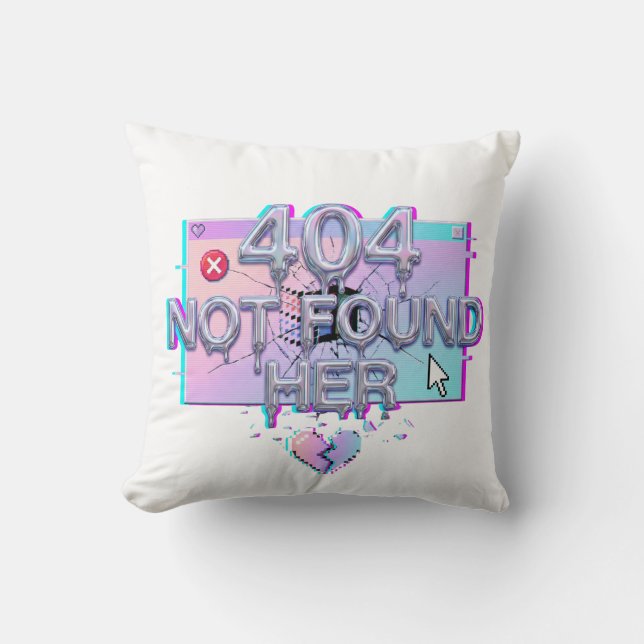 Coussin 404 Introuvable Her Y2K Glitch Drôle Séparation Cé (Recto)