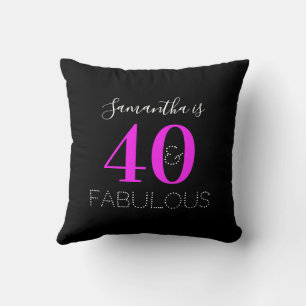 Coussin 40e anniversaire 40 Fabuleux Neon personnalisé ros