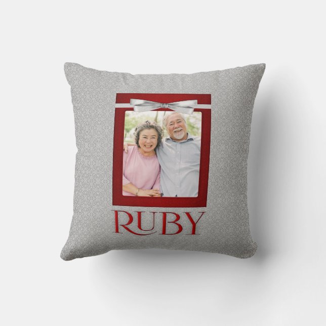 Coussin 40e anniversaire de mariage rubis Photo (Verso)