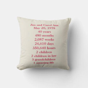 Coussin 40e anniversaire du Mariage Célébration de l'oreil