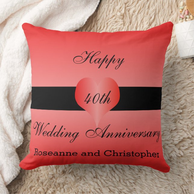 Coussin 40e anniversaire du Mariage Coeur rouge (Couverture)