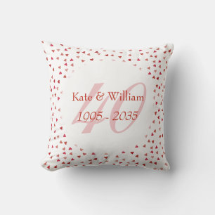 Coussin 40e anniversaire du Mariage Ruby Hearts Confetti