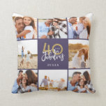 Coussin 40e anniversaire or violet collage photo anniversa<br><div class="desc">Célébrez votre 40e anniversaire en style avec cet effet de 40e anniversaire violet et or. Un design moderne avec texte de script et graphismes en gras. Modifiez la couleur pour la customiser. Partie d'une collection.</div>