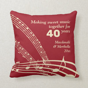 Coussin 40e Mariage RUBY Moderne Notes de musique