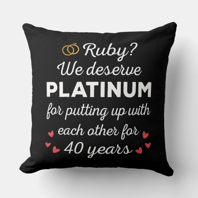 Coussin 40ème anniversaire du Mariage I - Ruby Funny Coupl (Recto)