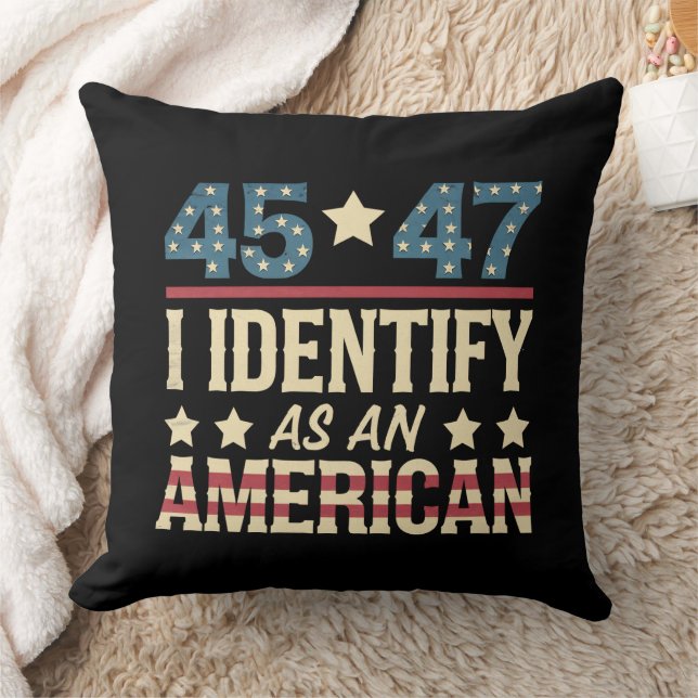 Coussin 45 47 Je m'identifie comme un drapeau américain Tr (Couverture)