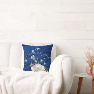 Coussin 45 ans ensemble Roses blanches Anniversaire