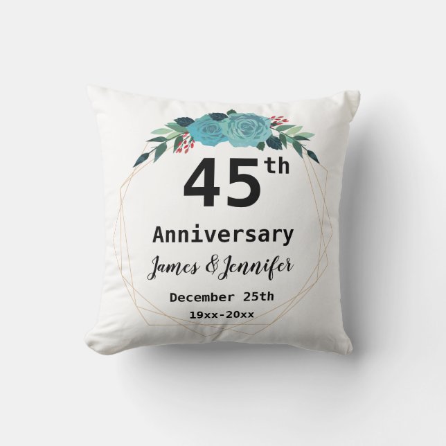 Coussin 45e anniversaire du Mariage Noms et année personna (Recto)