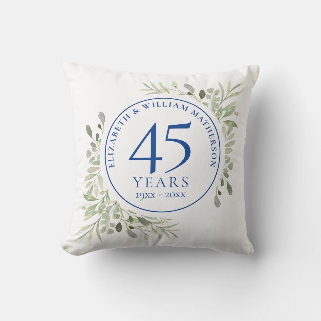 Coussin 45e Photo 65e Anniversaire Aquarelle Verdure (Recto)