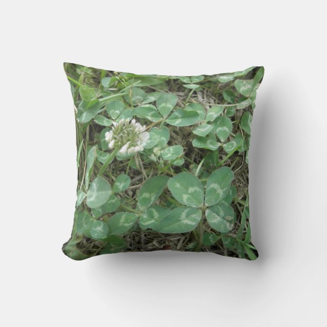 Coussin 4 carreaux chanceux de vert de shamrock de trèfle (Recto)