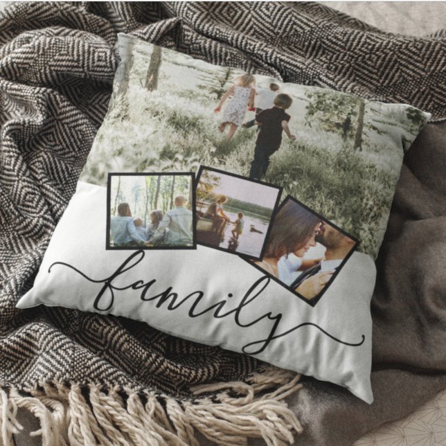 Coussin 4 Famille de collages photo personnalisée (Créateur téléchargé)